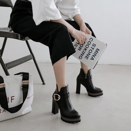 Botas Cortas Impermeables con Plataforma y Tacón Alto para Mujer - Image 22