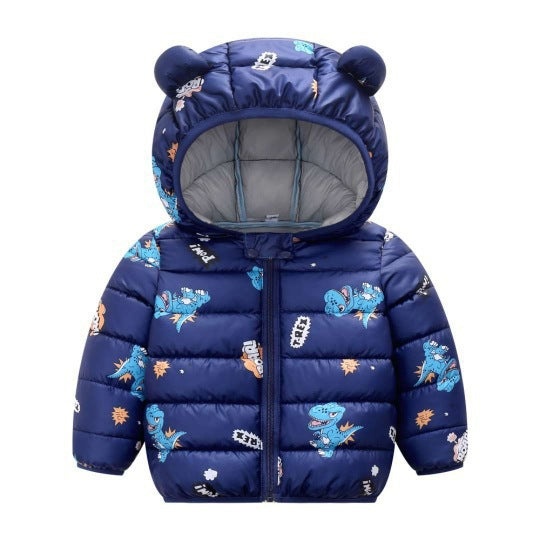 Chaqueta Acolchada Infantil con Diseño de Dinosaurio