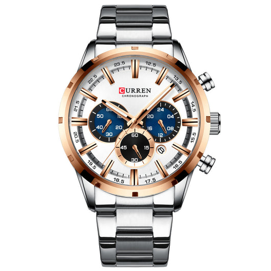 Reloj de Pulsera Ejecutivo Acero Inoxidable con Calendario de Seis Esferas - Image 6