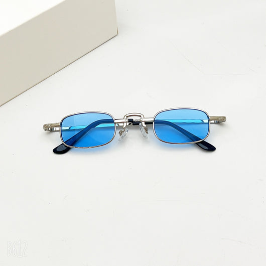 Black retro hip hop sunglasses with dark rectangular lenses and a sleek metal frame on a white background. - Image 7