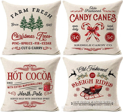 Set de 4 Fundas de Cojines Navideños Muñeco de Nieve y Reno 18x18 Pulgadas - Image 10