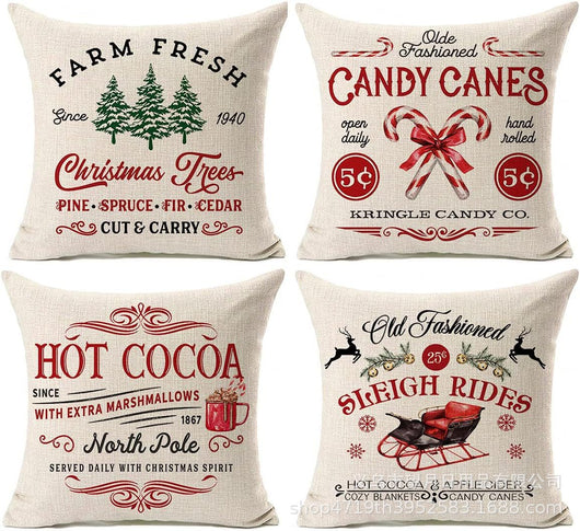Set de 4 Fundas de Cojines Navideños Muñeco de Nieve y Reno 18x18 Pulgadas - Image 10