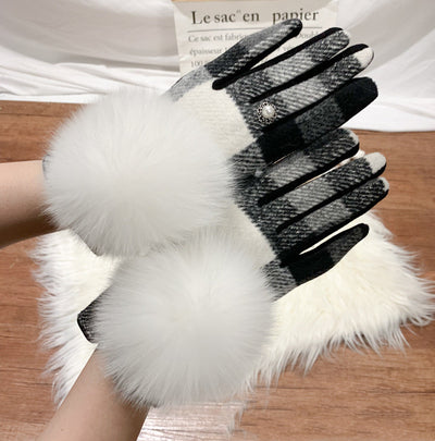 Guantes de Lana y Cachemira con Pompón de Piel de Zorro - Image 2