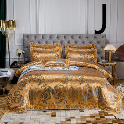 Conjunto de Cama Jacquard de Algodón con Encaje - 4 Piezas - Image 11