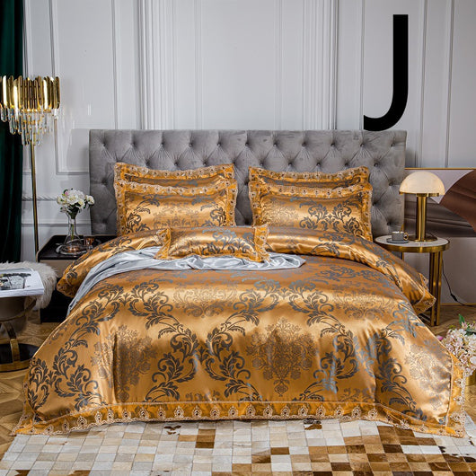 Conjunto de Cama Jacquard de Algodón con Encaje - 4 Piezas - Image 11