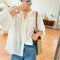 Blusa Blanca de Manga Larga Estilo Francés para Mujer