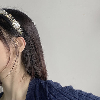 Diadema Geométrica con Incrustaciones de Perlas y Cristales para Mujer - Image 6