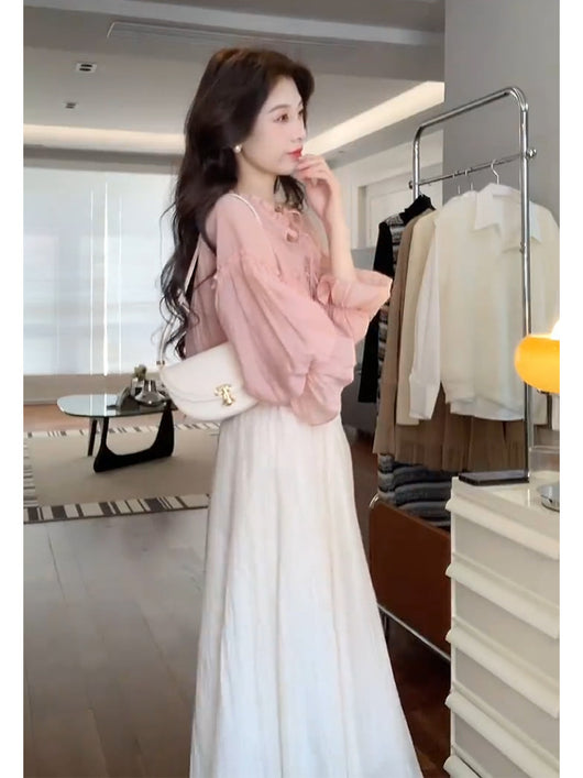 Traje Elegante Antiedad Socialite Kafuu - Falda y Blusa - Image 4