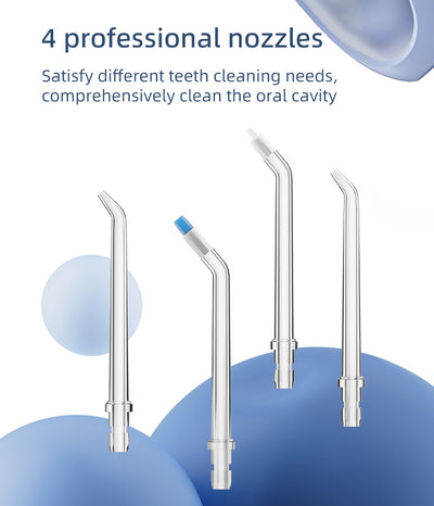 White portable electric dental water flosser with a clear nozzle and retractable water tank for oral hygiene. - Image 11