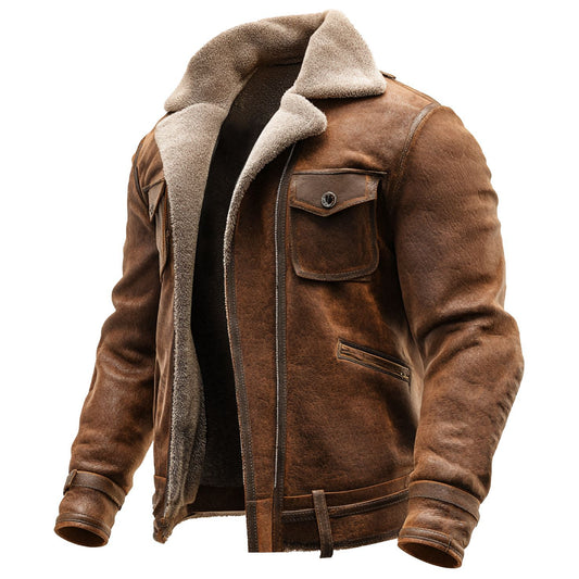 Chaqueta Casual Retro de Gamuza Marrón para Hombre - Otoño e Invierno