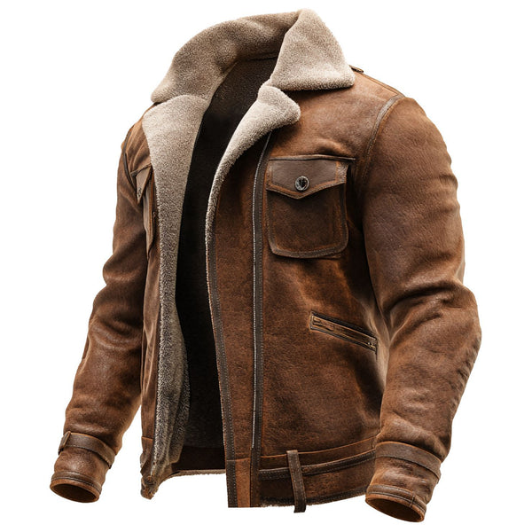 Chaqueta Casual Retro de Gamuza Marrón para Hombre - Otoño e Invierno