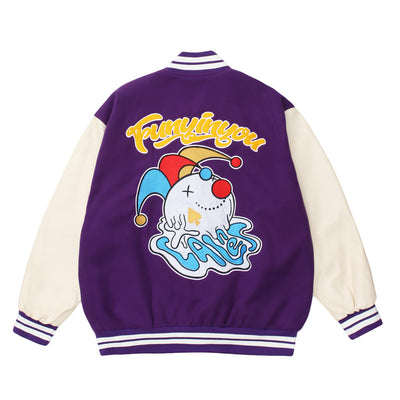 Uniforme de Béisbol con Manga de Cuero PU y Bordado Payaso Flocking Americano - Image 2