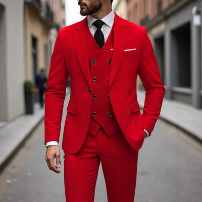 Traje de Negocios Tres Piezas Doble Botonadura para Hombre - Image 4