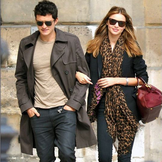 Pañuelo de Gasa Estampado Leopardo para Mujer