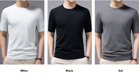 Camiseta Básica de Punto Cuello Redondo Manga Corta para Hombre - Image 12