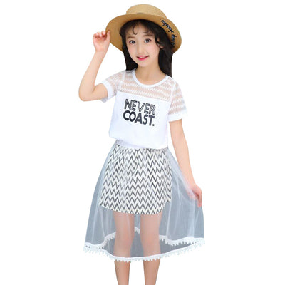 Vestido Casual de Malla con Letras para Niñas - Image 5