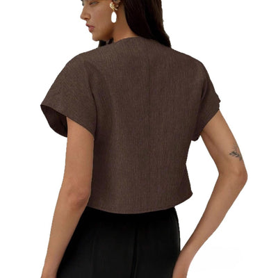 Blusa Elegante Cuello V con Cintura Marcada y Hombros Amplios - Image 9