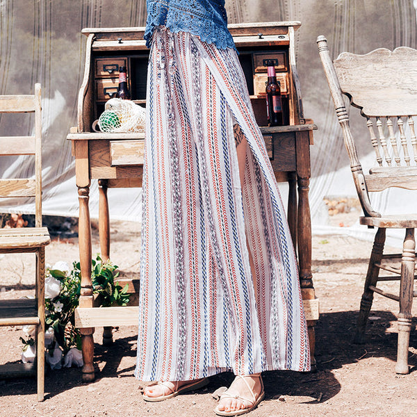 Pantalones Sueltos de Cintura Alta con Rayas