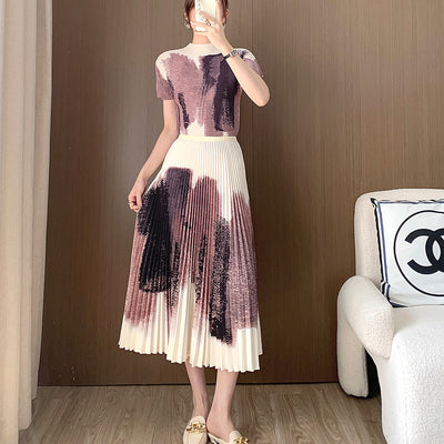 Conjunto Elegante Falda Plisada con Blusa Fashionable para Mujer - Image 3