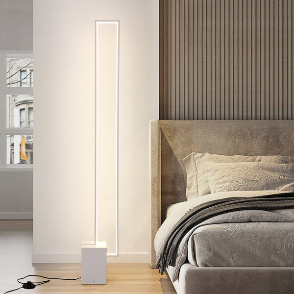 Lámpara de Piso Minimalista Base Cuadrada Luz Negra Moderna