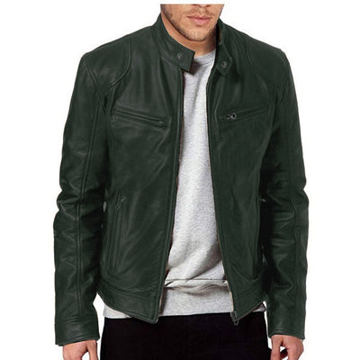 Chaqueta de Cuero para Hombre con Cuello Alto Estilo Punk - Image 9