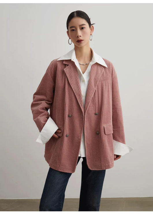 Blazer de Pana Doble Botonadura Oversized Estilo Coreano - Image 5