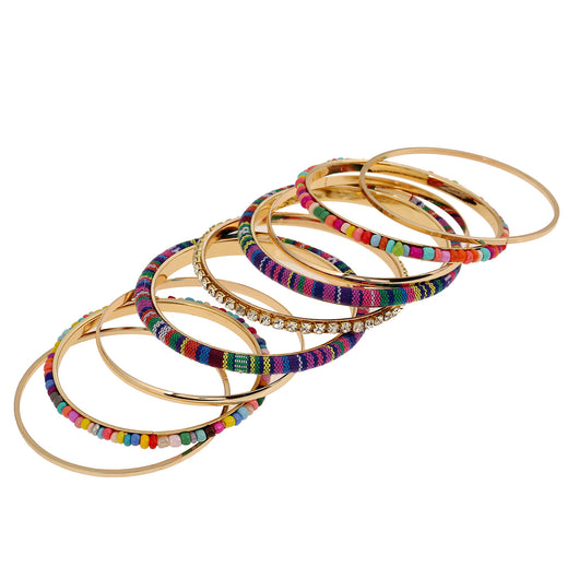 Pulsera de tela con cuentas de arroz multicolor - Image 9