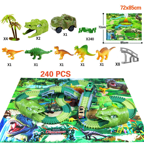 Juguete de Carrera en Pista Eléctrica Tiranosauro Dinosaurio Ensamblable con Simulación - Image 3