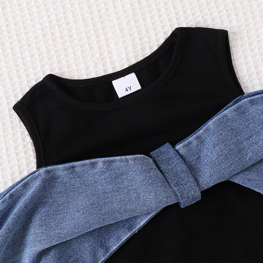 Conjunto de Pantalones Denim Microacampanados de Dos Piezas - Image 3