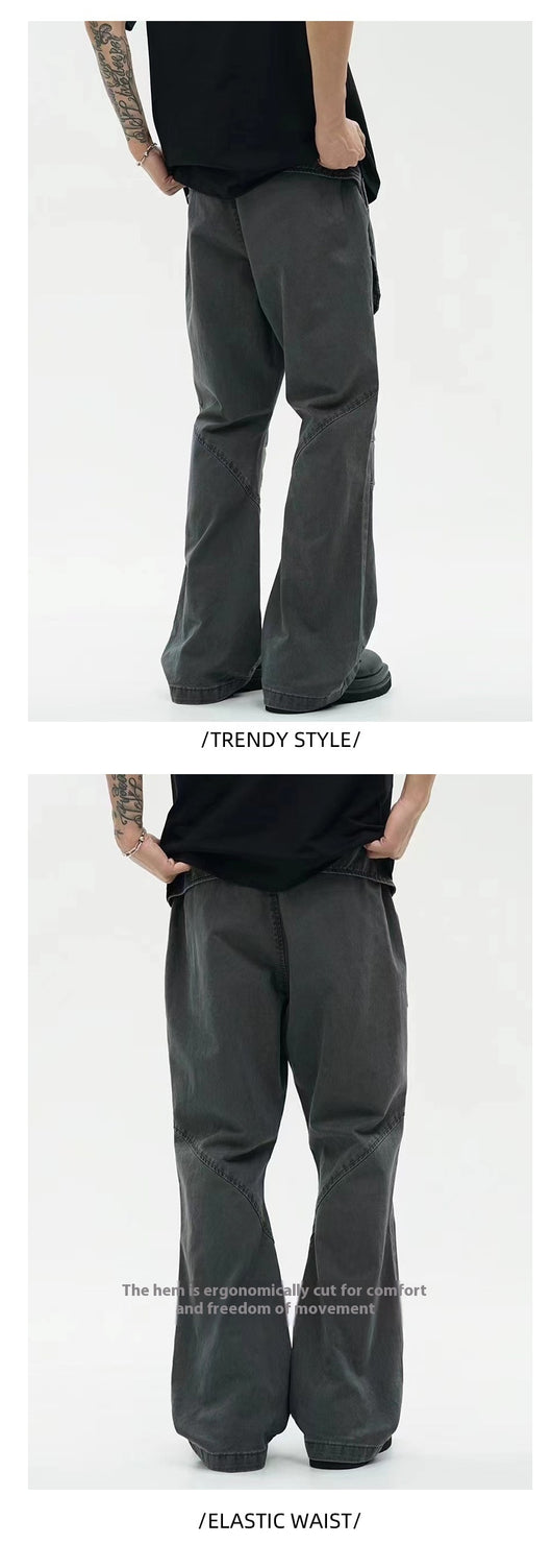 Pantalones Sueltos Efecto Lavado Negro con Bolsillos Grandes y Bota Acampanada - Image 9