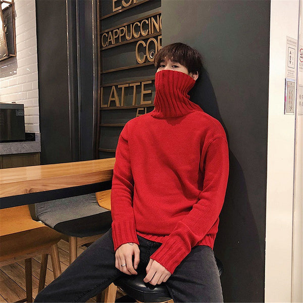 Suéter Cuello Alto Ajustado para Hombre y Adolescente - Tejido Cálido Invierno