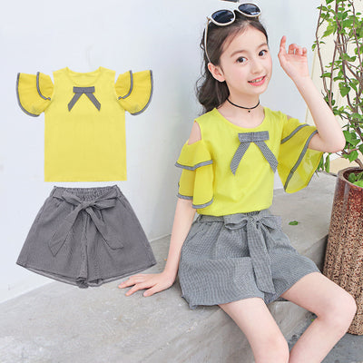Conjunto Infantil Hombros Descubiertos - Blusa Corta y Short Moderno - Image 5