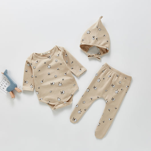 Conjunto Estampado de 3 Piezas: Romper, Pantalón y Gorro - Image 9