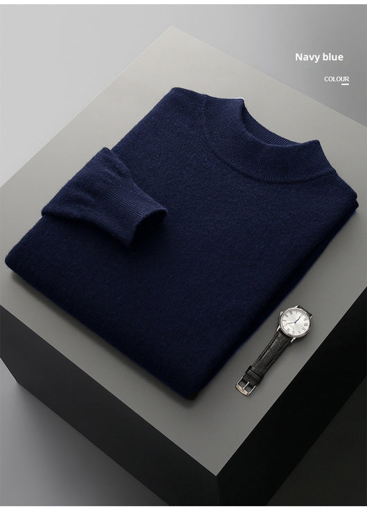 Suéter de Cuello Medio en Lana para Hombre - Pullover Ligero Otoño Invierno - Image 23