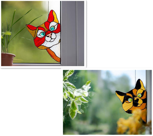 Adorno de Gato en Vitral para Ventana - Image 36