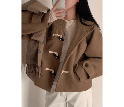 Abrigo de Lana Corto con Capucha y Manga Larga para Mujer - Image 17