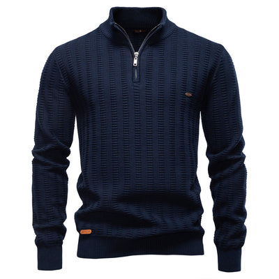 Suéter Hombre Jacquard a Rayas con Cierre Medio y Cuello Alto - Image 11