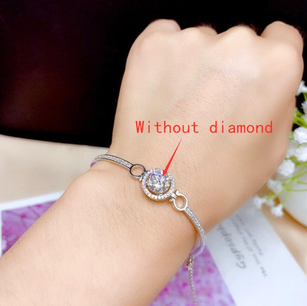 Pulsera de Plata Chapada en Oro Blanco 18K con Diamantes Moissanita