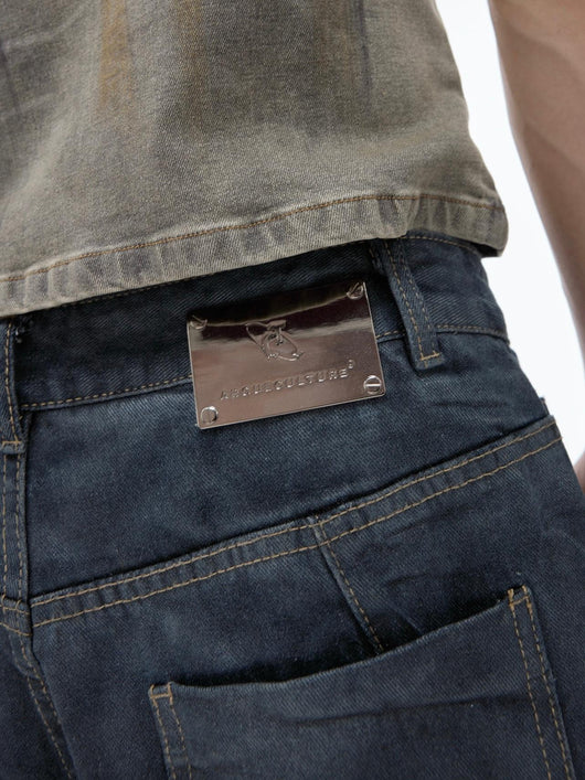 Jeans Rectos Plisados Lavados para Hombre - Estilo Casual Versátil - Image 9