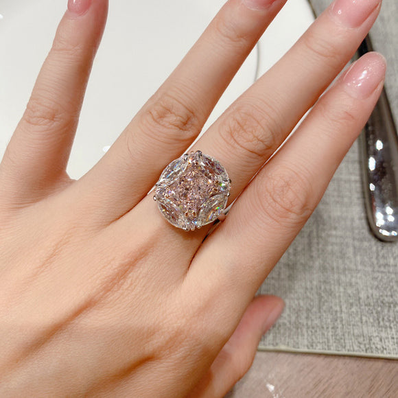 Anillo de Plata Esterlina 925 Marquesa Bubblegum 4 Quilates