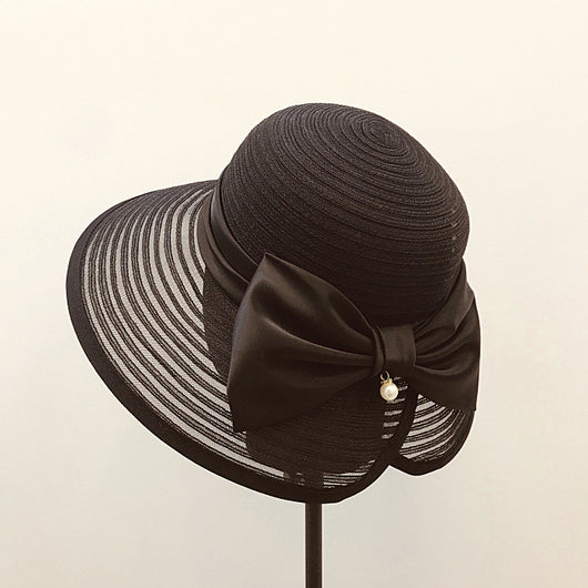 Sombrero de Paja Vintage con Moño Perla para Playa - Image 15