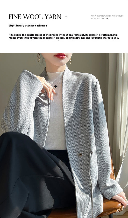 Saco Tejido V-Neck en Acetato Cashmere - Corte Slim Elegante - Image 10