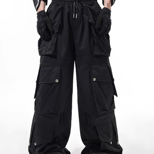 Pantalones Ejecutivos Oscuros con Bolsillos Múltiples