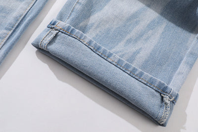 Jeans Rectos Oversize Tie Dye Lavado Desgastado para Hombre - Image 18