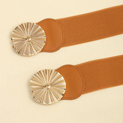 Cinturón Elástico Ancho para Mujer con Hebilla Metálica Circular - Image 17