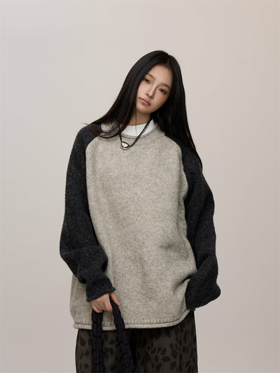 Suéter Raglan Cuello Redondo Bicolor para Mujer - Estilo Urbano - Image 9