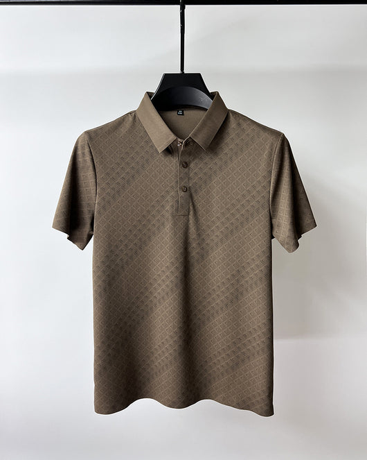 Polo Elegante de Seda de Hielo Manga Corta para Hombre - Diseño Cuadros Verano - Image 21
