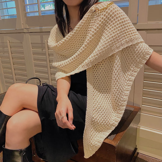 Chal Tejido Hueco con Hebilla de Cuero para Mujer - Primavera Otoño - Image 2