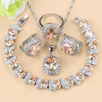 Conjunto de Joyas con Piedras Preciosas: Collar, Aretes y Anillo de Cuatro Piezas - Image 13