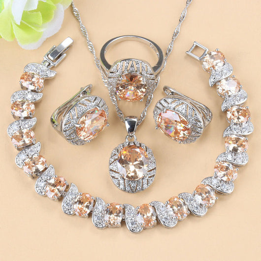 Conjunto de Joyas con Piedras Preciosas: Collar, Aretes y Anillo de Cuatro Piezas - Image 13